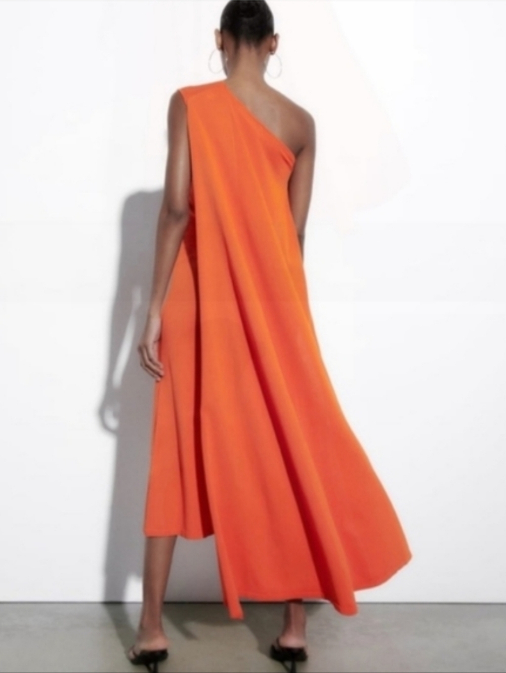 ZARA LONG KNIT CAPE DRESS ORANGE SIZE M - Picture 7 of 15